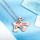Personalized Dog Bone Necklace with Paw Print for Mom