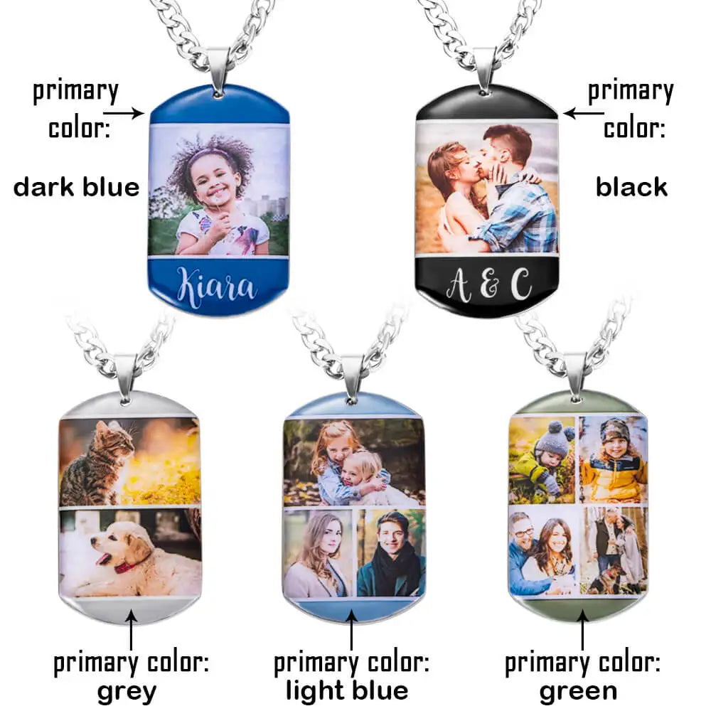 Personalized Engraved 1-4 Photo Necklace Memorial Jewelry for Woman Man