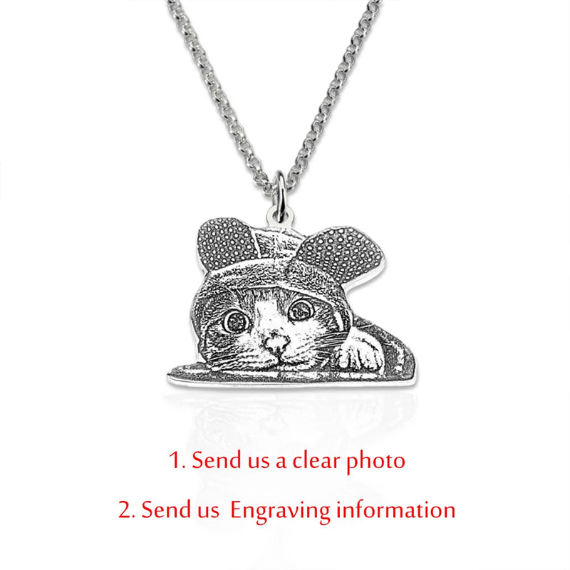 Pet Picture Necklace Key Buckle with Engraved Photo Name
