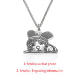 Pet Picture Necklace Key Buckle with Engraved Photo Name