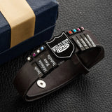 Personalized Shield Bracelets Name Man Engraved Leather Bracelet