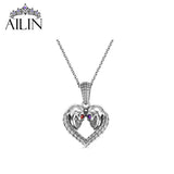 Personalized Skull Heart Necklace with Birthstones Gift Jewelry