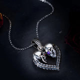 Personalized Skull Heart Necklace with Birthstones Gift Jewelry