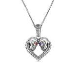 Personalized Skull Heart Necklace with Birthstones Gift Jewelry
