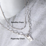 Personalized Stainless Steel 1-3 Initials Necklace Paperclip Chain