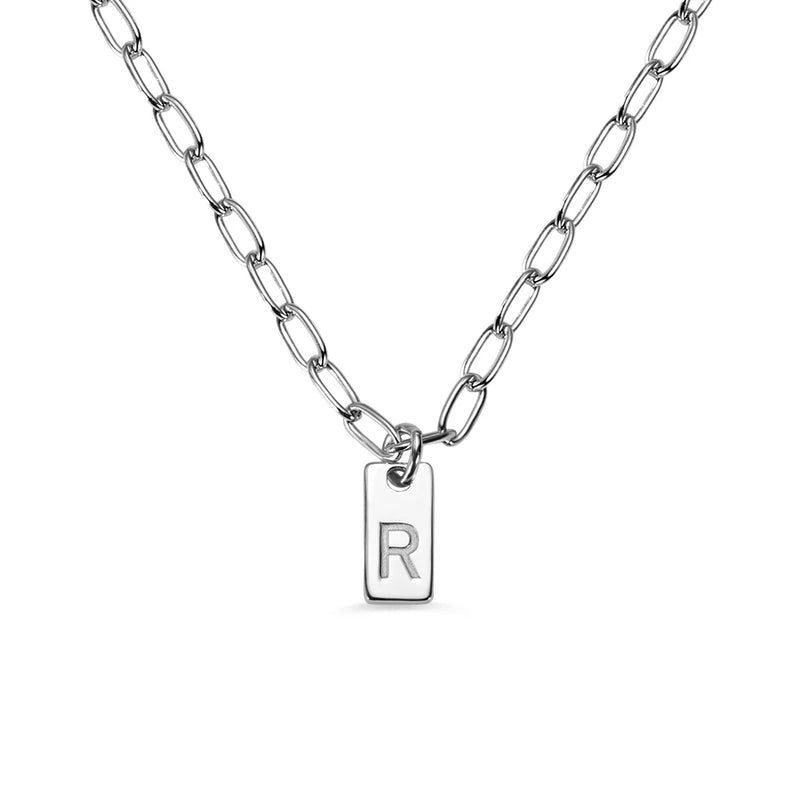 Personalized Stainless Steel 1-3 Initials Necklace Paperclip Chain