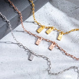 Personalized Stainless Steel 1-3 Initials Necklace Paperclip Chain