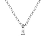 Personalized Stainless Steel 1-3 Initials Necklace Paperclip Chain