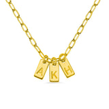 Personalized Stainless Steel 1-3 Initials Necklace Paperclip Chain