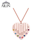 Personalized Stainless Steel Birthstones Family Necklace
