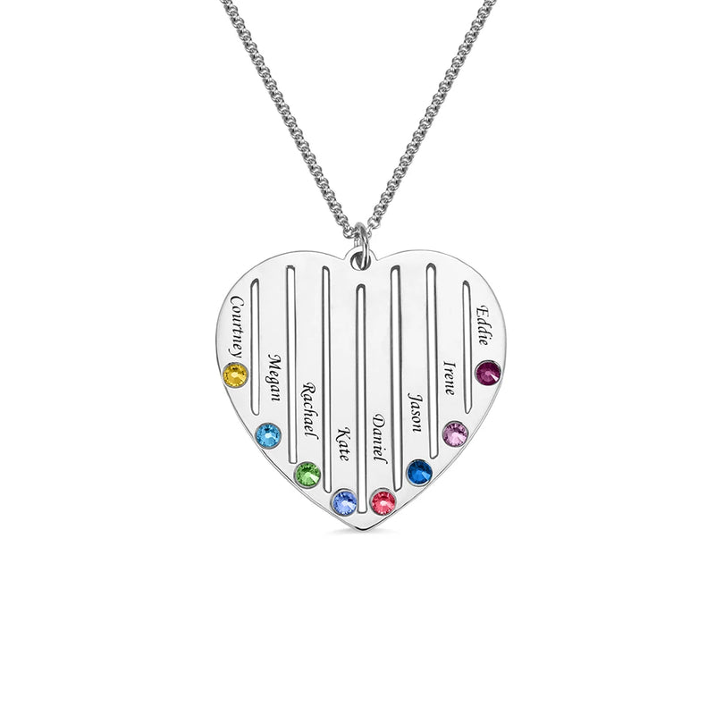 Personalized Stainless Steel Birthstones Family Necklace