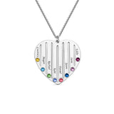 Personalized Stainless Steel Birthstones Family Necklace