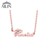Personalized Stainless Steel Bachelor Cap Name Necklace Graduation Gift