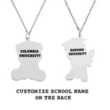 Personalized Stainless Steel Engraved Bear Graduation Pendant Necklace