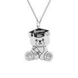 Personalized Stainless Steel Engraved Bear Graduation Pendant Necklace