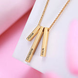 Personalized Engraved 3D Vertical Bar Necklace in Rose - Jewelry Gift