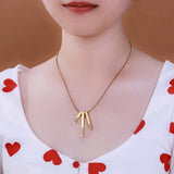 Personalized Engraved 3D Vertical Bar Necklace in Rose - Jewelry Gift