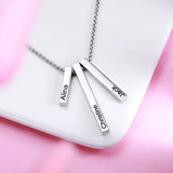 Personalized Engraved 3D Vertical Bar Necklace in Rose - Jewelry Gift