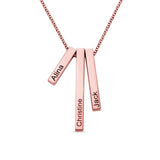 Personalized Engraved 3D Vertical Bar Necklace in Rose - Jewelry Gift
