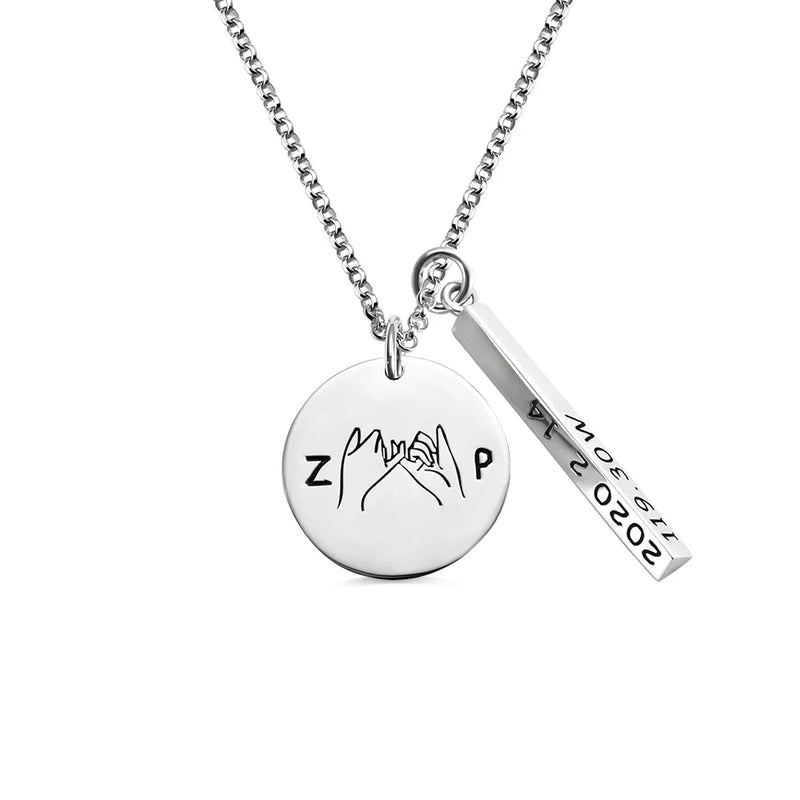 Personalized Stainless Steel Hand Hook Promise Necklace