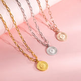 Stainless Steel Initial Link Necklace Round Shape Jewelry
