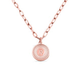 Stainless Steel Initial Link Necklace Round Shape Jewelry