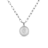 Stainless Steel Initial Link Necklace Round Shape Jewelry