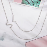 Custom Stainless Steel Sideways 1-2 Letters Layered Necklace with Names