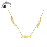 Personalized Stainless Steel Three Names Necklace in Rose
