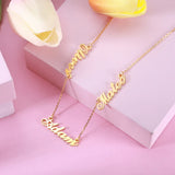 Personalized Stainless Steel Three Names Necklace in Rose