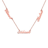 Personalized Stainless Steel Three Names Necklace in Rose
