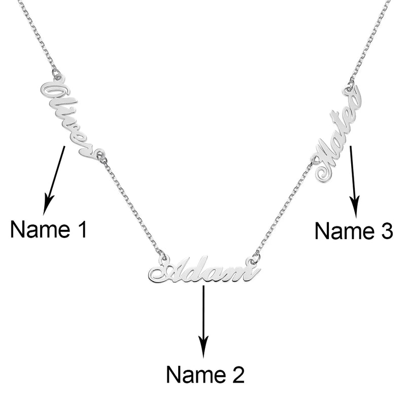 Personalized Stainless Steel Three Names Necklace in Rose