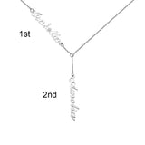 Personalized Stainless Steel Two Names Y-shaped Necklace in Rose