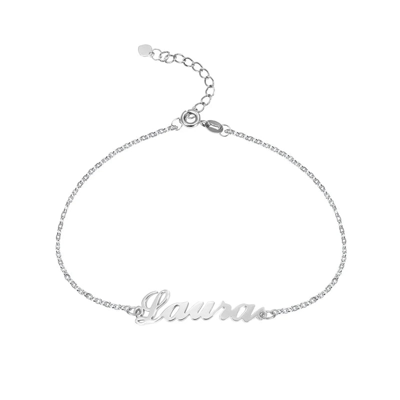 Stainless Steel Charm Bracelet 18K Plated Name Bangle Bracelet
