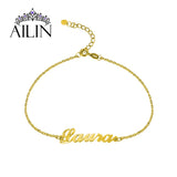 Stainless Steel Charm Bracelet 18K Plated Name Bangle Bracelet