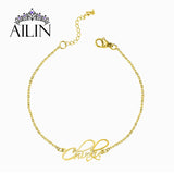 Personalized Name Armband 18K Plated Charm Bracelet for Women