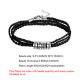 Custom Family Braid Rope Charm Bracelet with 1-10 Personalized Name Beads