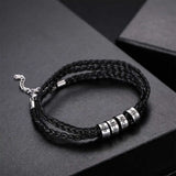 Custom Family Braid Rope Charm Bracelet with 1-10 Personalized Name Beads