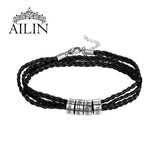 Custom Family Braid Rope Charm Bracelet with 1-10 Personalized Name Beads