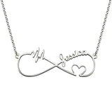 Personalized Infinity Necklace Name Pendant Heart Heartbeat Nameplate Jewelry