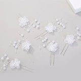 6Pcs Bride Wedding Hair Pins Floral Pearl Decor Hair Jewelry Accessories