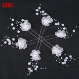 6Pcs Bride Wedding Hair Pins Floral Pearl Decor Hair Jewelry Accessories
