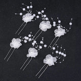 6Pcs Bride Wedding Hair Pins Floral Pearl Decor Hair Jewelry Accessories
