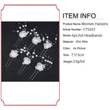 6Pcs Bride Wedding Hair Pins Floral Pearl Decor Hair Jewelry Accessories