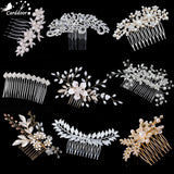 Bridal Crystal Hair Combs Headpiece Jewelry Rhinestone Pearl Flowers
