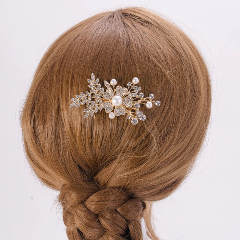 Bridal Crystal Hair Combs Headpiece Jewelry Rhinestone Pearl Flowers