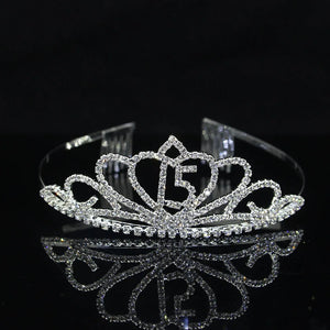 Crystal Tiara Crown, Heart Pearl Headband, Wedding Hair Accessory