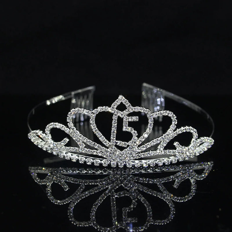 Crystal Tiara Crown, Heart Pearl Headband, Wedding Hair Accessory