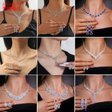 Silver Rhinestone Bridal Necklace Earrings Set