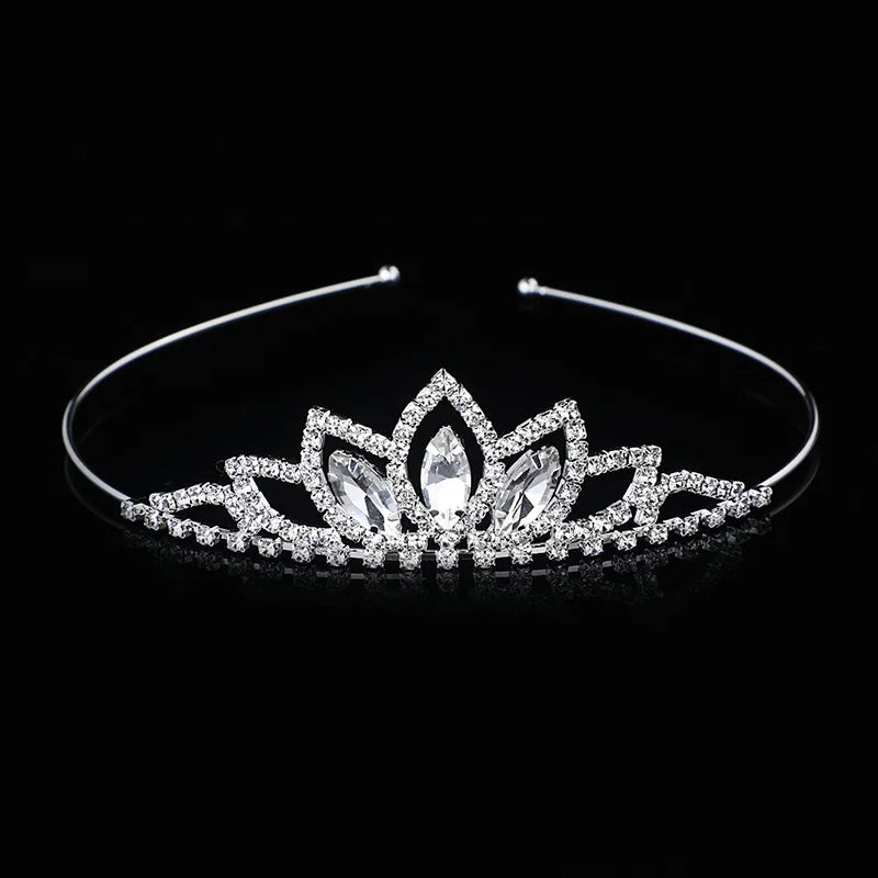 Crystal Glass Crown Headband Girl Princess Headdress Wedding Hair Accessories